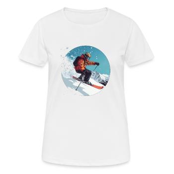 Pulverschnee und Action: Spüre die Winterfreiheit! - Frauen T-Shirt atmungsaktiv - Weiß - Vorne - AI Model Female 172 dark (172cm)