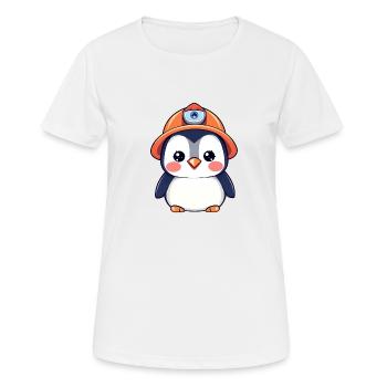Pingouin de l’équipe de construction dans un casque de sécurité orange - T-shirt respirant Femme - blanc - Devant - AI Model Female 172 dark (172cm)