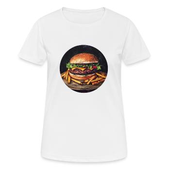 Juicy burger with crispy fries - Women's Breathable T-Shirt - white - Front - AI Model Female 172 dark (172cm)