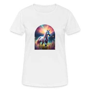 Ein Einhorn in einem magischen Feld - Frauen T-Shirt atmungsaktiv - Weiß - Vorne - AI Model Female 172 dark (172cm)