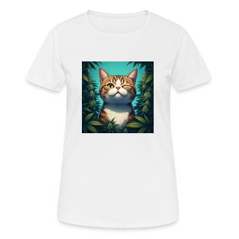 Der entspannte Kater - Frauen T-Shirt atmungsaktiv - Weiß - Vorne - AI Model Female 172 dark (172cm)