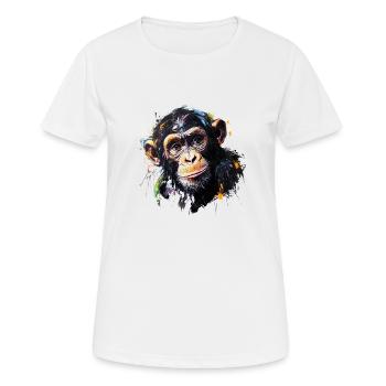 Der Schimpanse – Unser nächster Verwandter - Frauen T-Shirt atmungsaktiv - Weiß - Vorne - AI Model Female 172 dark (172cm)