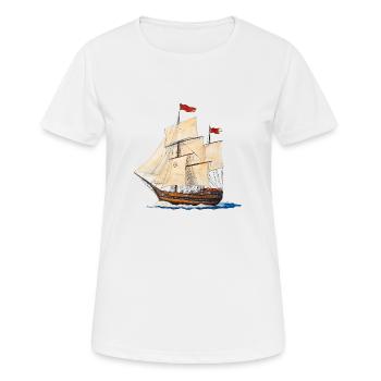 Unter weißem Segeln in Richtung Abendsonne - Frauen T-Shirt atmungsaktiv - Weiß - Vorne - AI Model Female 172 dark (172cm)