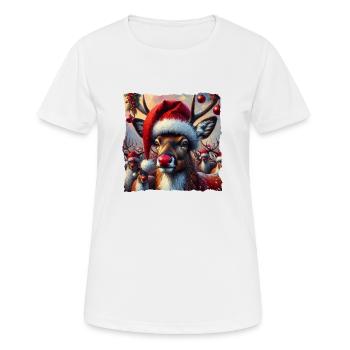 Renntier mit Roter Nase - Frauen T-Shirt atmungsaktiv - Weiß - Vorne - AI Model Female 172 dark (172cm)