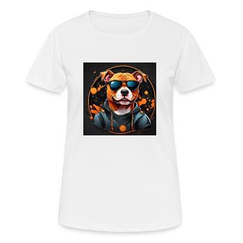 American Staffordshirte Terrier with Sunglasses - Women's Breathable T-Shirt - white - Front - AI Model Female 172 dark (172cm)