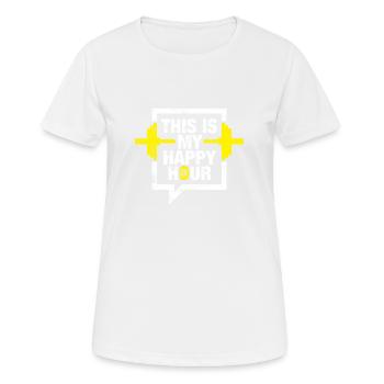 Gym quotes happy hour - Women's Breathable T-Shirt - white - Front - AI Model Female 172 dark (172cm)