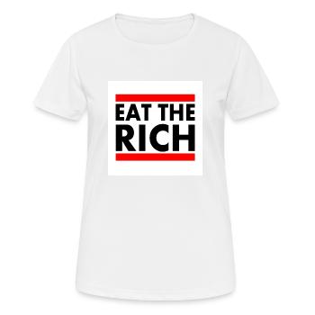 Eat the rich - Frauen T-Shirt atmungsaktiv - Weiß - Vorne - AI Model Female 172 dark (172cm)