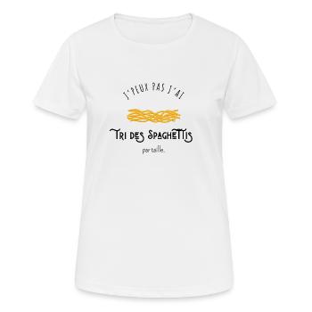 J’peux pas j’ai tri des spaghettis par taille - T-shirt respirant Femme - blanc - Devant - AI Model Female 172 dark (172cm)