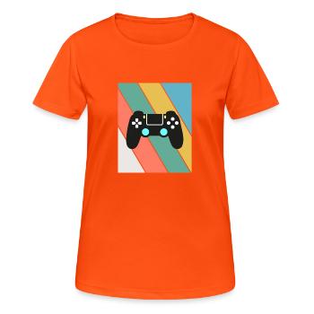 Vintage Retro Gaming Controller - Frauen T-Shirt atmungsaktiv - Neonorange - Vorne - AI Model Female 172 dark (172cm)