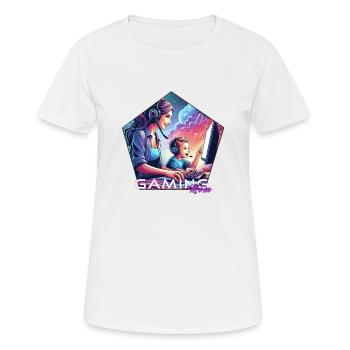 Gaming MumEmblem Schriftzug - Frauen T-Shirt atmungsaktiv - Weiß - Vorne - AI Model Female 172 dark (172cm)
