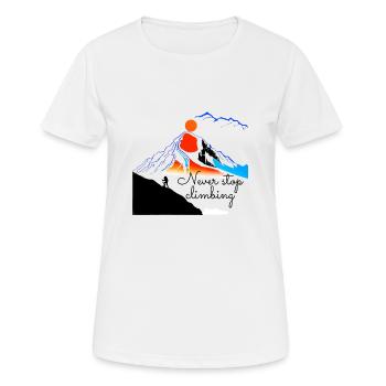 Nie aufhören zu klettern zip 2 - Frauen T-Shirt atmungsaktiv - Weiß - Vorne - AI Model Female 172 dark (172cm)