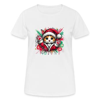 cute cat dressed up as santa claus - Women's Breathable T-Shirt - white - Front - AI Model Female 172 dark (172cm)