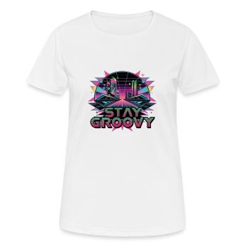 Stay groovy - Frauen T-Shirt atmungsaktiv - Weiß - Vorne - AI Model Female 172 dark (172cm)
