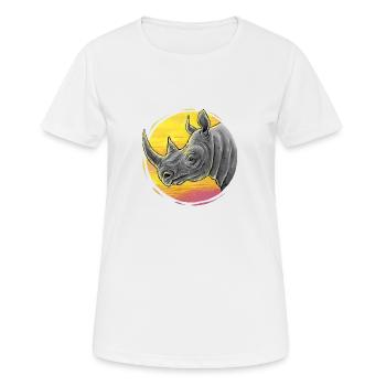 Rhino - Frauen T-Shirt atmungsaktiv - Weiß - Vorne - AI Model Female 172 dark (172cm)