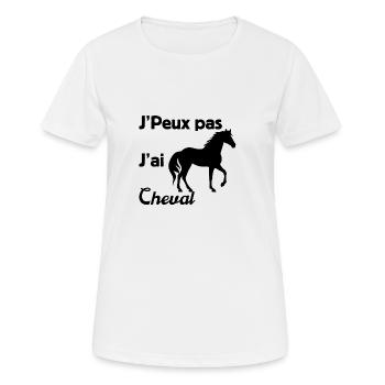 Je peux pas j'ai cheval cadeau passion chevaux - T-shirt respirant Femme - blanc - Devant - AI Model Female 172 dark (172cm)
