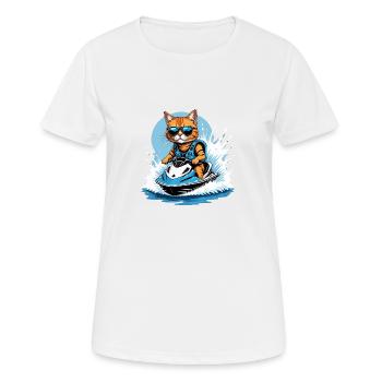 Cat Jet Ski Chat Drôle Drôle Cadeau - T-shirt respirant Femme - blanc - Devant - AI Model Female 172 dark (172cm)