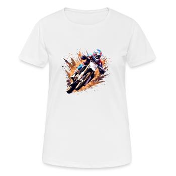 Motocross Racing Fast Speed Wettbewerb Zusammenfassung - Frauen T-Shirt atmungsaktiv - Weiß - Vorne - AI Model Female 172 dark (172cm)
