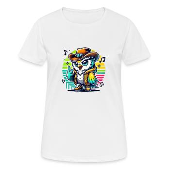 Singende Cowboy Eule mit Cowboyhut - Frauen T-Shirt atmungsaktiv - Weiß - Vorne - AI Model Female 172 dark (172cm)