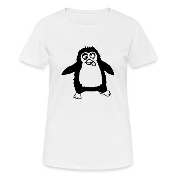 Pinguin Baby guckt verwirrt benommen verrückt süß - Frauen T-Shirt atmungsaktiv - Weiß - Vorne - AI Model Female 172 dark (172cm)