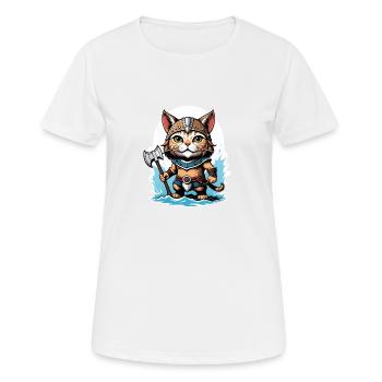 Cat Wikinger Viking Katze Geschenk Süß - Frauen T-Shirt atmungsaktiv - Weiß - Vorne - AI Model Female 172 dark (172cm)