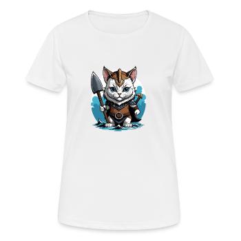 Cat Wikinger Viking Katze Geschenk Süß - Frauen T-Shirt atmungsaktiv - Weiß - Vorne - AI Model Female 172 dark (172cm)