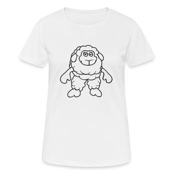 Schaf Steht Cool Gelangweilt Müde Cartoon Comic - Frauen T-Shirt atmungsaktiv - Weiß - Vorne - AI Model Female 172 dark (172cm)