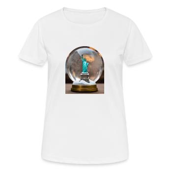 Die Freiheitsstatue in einer Schneekugel - Frauen T-Shirt atmungsaktiv - Weiß - Vorne - AI Model Female 172 dark (172cm)