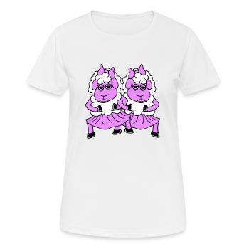 2 Couple de moutons Fatigué Ennuyé Copines Cool - T-shirt respirant Femme - blanc - Devant - AI Model Female 172 dark (172cm)