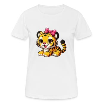 Mädchen Tiger - Frauen T-Shirt atmungsaktiv - Weiß - Vorne - AI Model Female 172 dark (172cm)