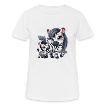 Mère zèbre avec enfant - T-shirt respirant Femme - blanc - Devant - AI Model Female 172 dark (172cm)