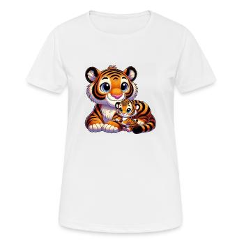 Tigermutter mit Kind - Frauen T-Shirt atmungsaktiv - Weiß - Vorne - AI Model Female 172 dark (172cm)