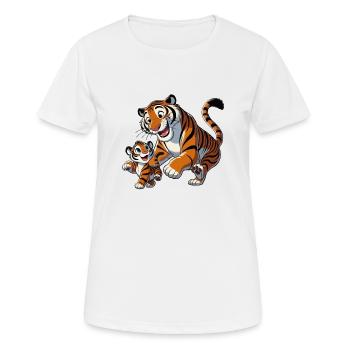 Tigermutter mit jungem Herumtollen - Frauen T-Shirt atmungsaktiv - Weiß - Vorne - AI Model Female 172 dark (172cm)