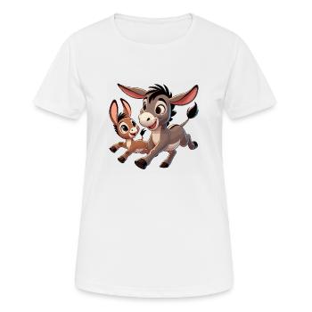 Esel mit herumtollendem Kind - Frauen T-Shirt atmungsaktiv - Weiß - Vorne - AI Model Female 172 dark (172cm)