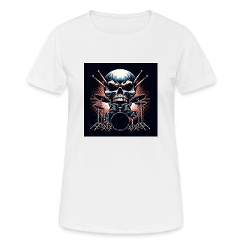 Batterie et crâne Loud Rock Vibes - T-shirt respirant Femme - blanc - Devant - AI Model Female 172 dark (172cm)