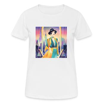 Eine Tuschezeichnung einer Art-Déco-Frau - Frauen T-Shirt atmungsaktiv - Weiß - Vorne - AI Model Female 172 dark (172cm)