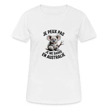 je peux pas je me barre en Australie - T-shirt respirant Femme - blanc - Devant - AI Model Female 172 dark (172cm)