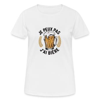 je peux pas j'ai bière - T-shirt respirant Femme - blanc - Devant - AI Model Female 172 dark (172cm)