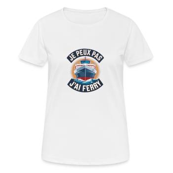 je peux pas j'ai ferry - T-shirt respirant Femme - blanc - Devant - AI Model Female 172 dark (172cm)