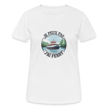 je peux pas j'ai ferry - T-shirt respirant Femme - blanc - Devant - AI Model Female 172 dark (172cm)