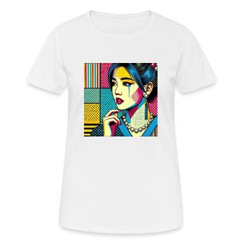Illustration pop art d’une femme - T-shirt respirant Femme - blanc - Devant - AI Model Female 172 dark (172cm)