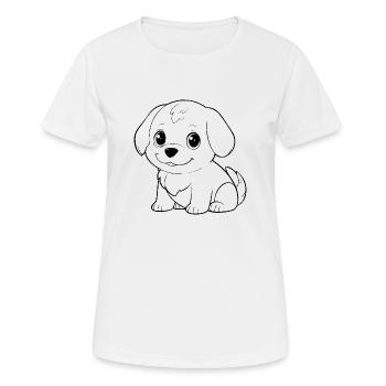 Chien Chiot - T-shirt respirant Femme - blanc - Devant - AI Model Female 172 dark (172cm)