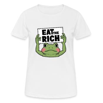 Activiste grenouille : Mangez les riches - T-shirt respirant Femme - blanc - Devant - AI Model Female 172 dark (172cm)