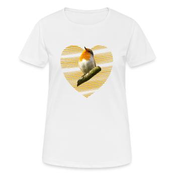 Rouge-gorge, oiseau chanteur, oiseau mignon - T-shirt respirant Femme - blanc - Devant - AI Model Female 172 dark (172cm)