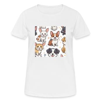 Griffonnages d’animaux mignons - T-shirt respirant Femme - blanc - Devant - AI Model Female 172 dark (172cm)