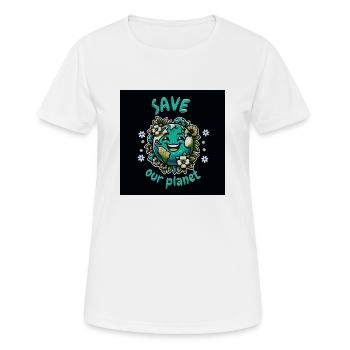Save Our Planet : Porte ton engagement avec style - Frauen T-Shirt atmungsaktiv - Weiß - Vorne - AI Model Female 172 dark (172cm)