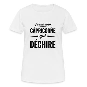 je suis une Capricorne qui déchire dechire - T-shirt respirant Femme - blanc - Devant - AI Model Female 172 dark (172cm)