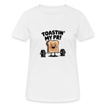 Auf meine PR anstoßen - Frauen T-Shirt atmungsaktiv - Weiß - Vorne - AI Model Female 172 dark (172cm)