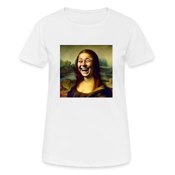 Mona Lisa rire - T-shirt respirant Femme - blanc - Devant - AI Model Female 172 dark (172cm)