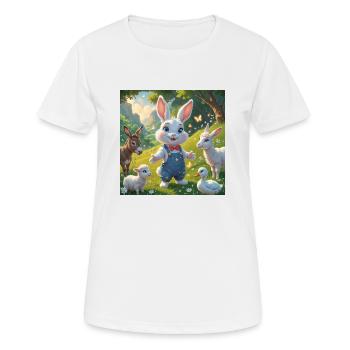La prairie magique du lapin curieux - T-shirt respirant Femme - blanc - Devant - AI Model Female 172 dark (172cm)