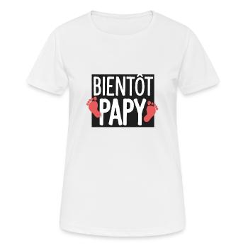 Bientôt Papy Cadeau Futur Papi - T-shirt respirant Femme - blanc - Devant - AI Model Female 172 dark (172cm)